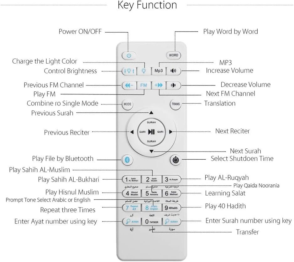 Portable Quran Speaker SQ112 Touch Lamp
